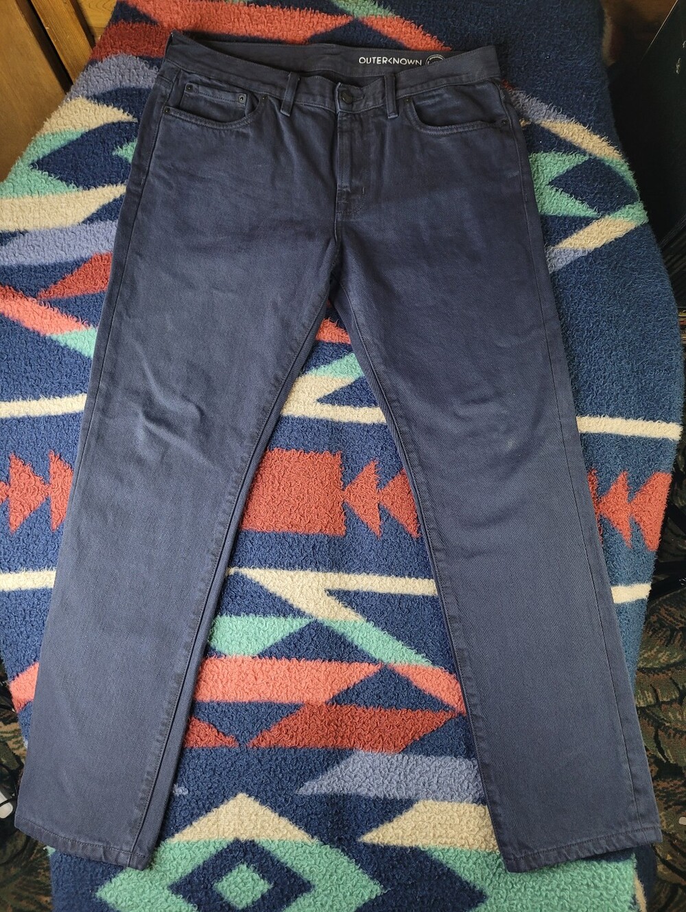 Outerknown SEA Jeans Mens 34x29 Drifter Tapered Fit Navy Blue Organic Cotton